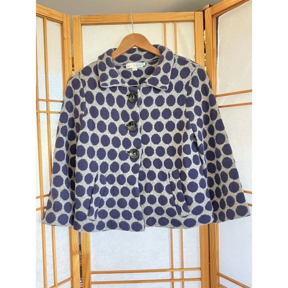 Boden Blue and Gray Wool Polka Dot Jacket